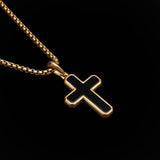 18K Gold-Plated Catholic Black Cross Necklace of Stainless Steel Manntara