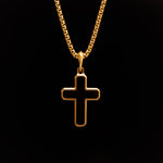 18K Gold-Plated Catholic Black Cross Necklace of Stainless Steel Manntara