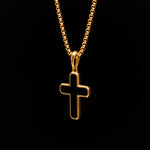 18K Gold-Plated Catholic Black Cross Necklace of Stainless Steel Manntara