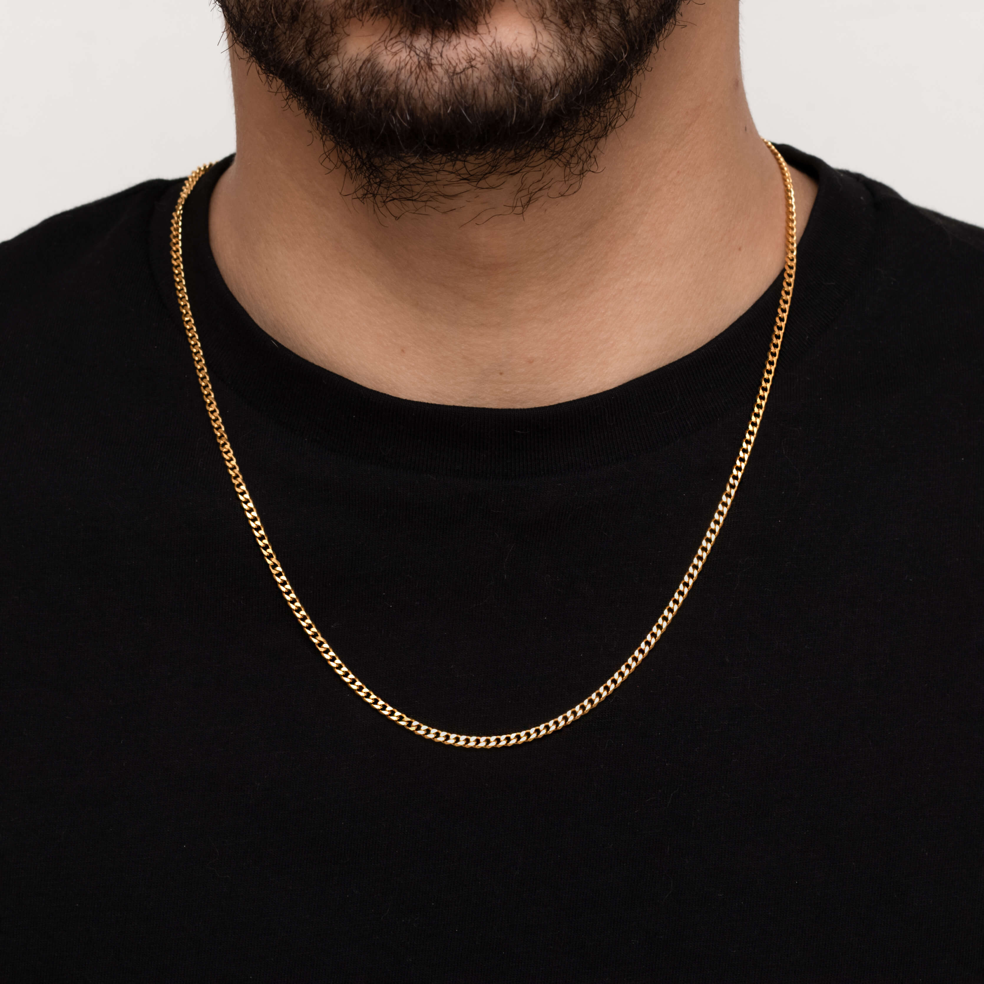 18K Gold Plated 3MM Cuban Link Chain for Men Manntara