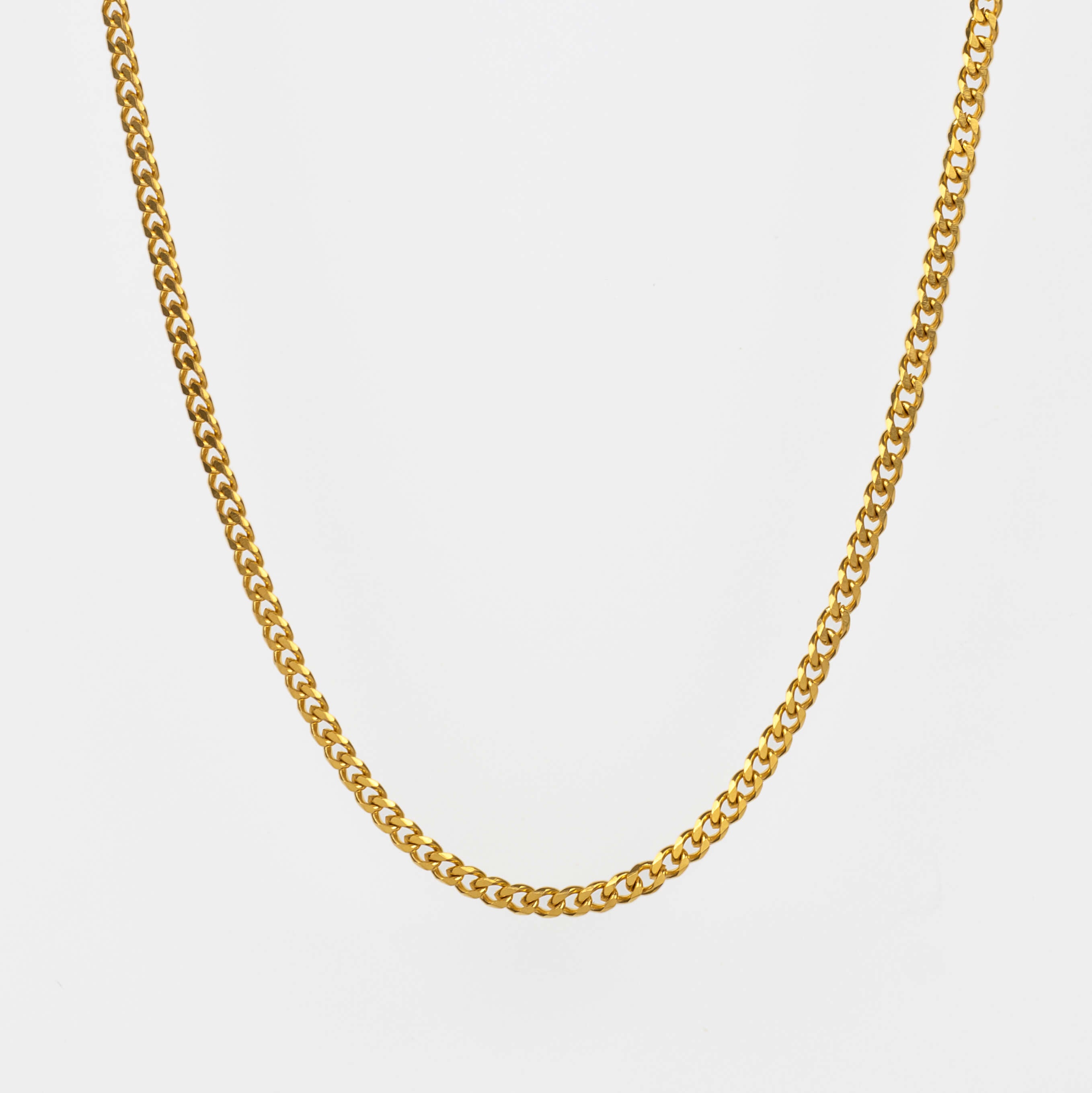 18K Gold Plated 3MM Cuban Link Chain for Men Manntara