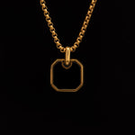 18K Gold Plated Black Onyx Square Necklace for Men Manntara