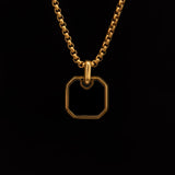 18K Gold Plated Black Onyx Square Necklace for Men Manntara