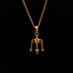 18K Gold Plated Poseidon Trident Men's Necklace of Stainless Steel Manntara