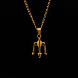 18K Gold Plated Poseidon Trident Men's Necklace of Stainless Steel Manntara