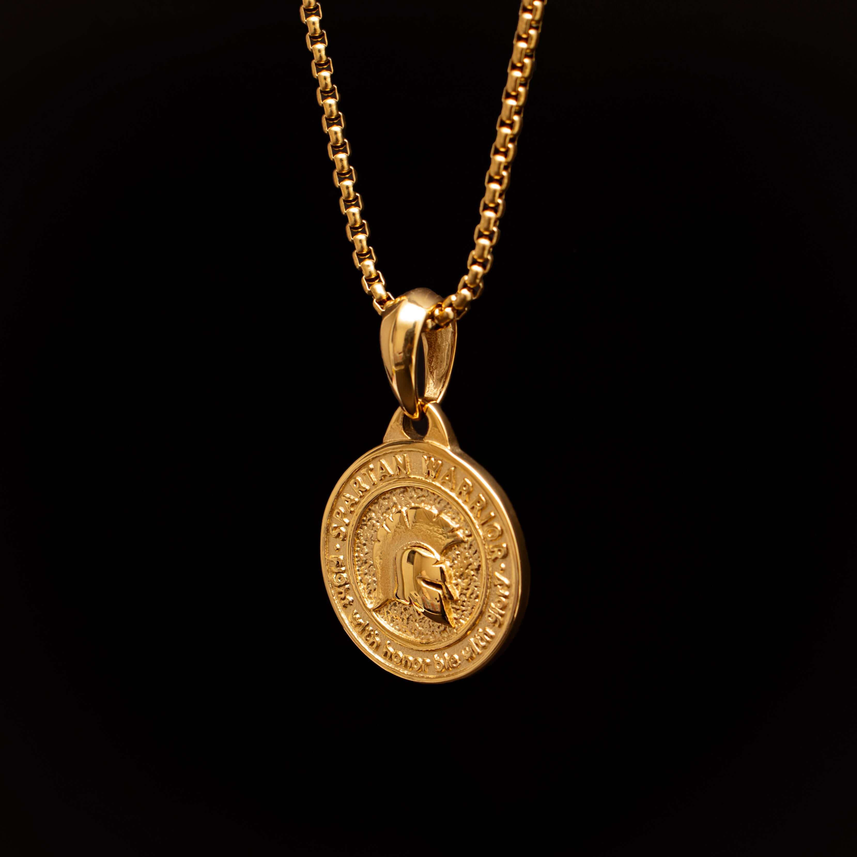 18K Golden Plated Spartan Warrior Men's Necklace of Stainless Steel Manntara