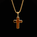 18K Gold-Plated Catholic Cross Necklace of Stainless Steel Manntara
