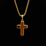 18K Gold-Plated Catholic Cross Necklace of Stainless Steel Manntara