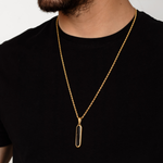 18K Gold Plated Black Onyx Rectangle Necklace for Men Manntara