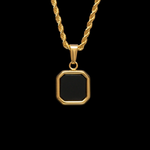 18K Gold Plated Black Onyx Square Necklace for Men Manntara