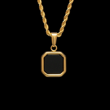 18K Gold Plated Black Onyx Square Necklace for Men Manntara