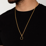 18K Gold Plated Black Onyx Square Necklace for Men Manntara