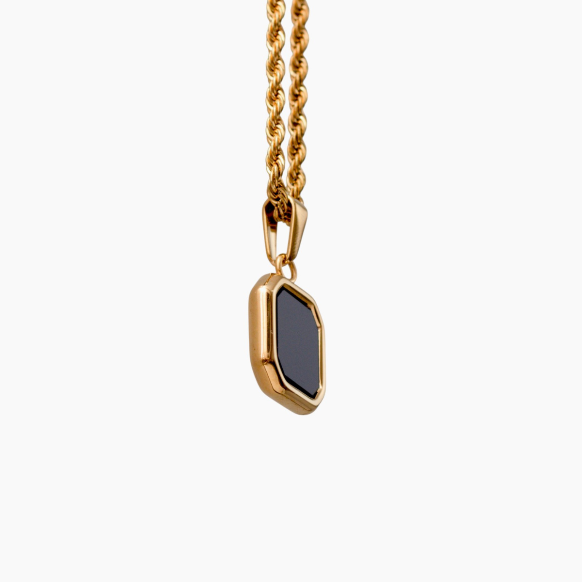 18K Gold Plated Black Onyx Square Necklace for Men Manntara