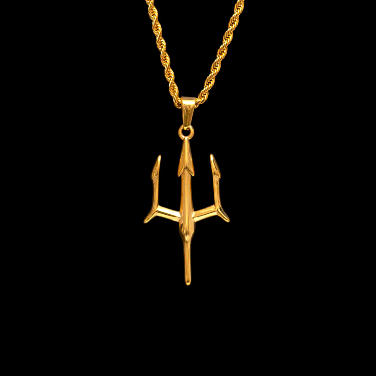18K Gold Plated Poseidon Trident Men's Pendant of Stainless Steel Manntara