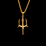 18K Gold Plated Poseidon Trident Men's Pendant of Stainless Steel Manntara