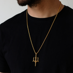 18K Gold Plated Poseidon Trident Men's Pendant of Stainless Steel Manntara