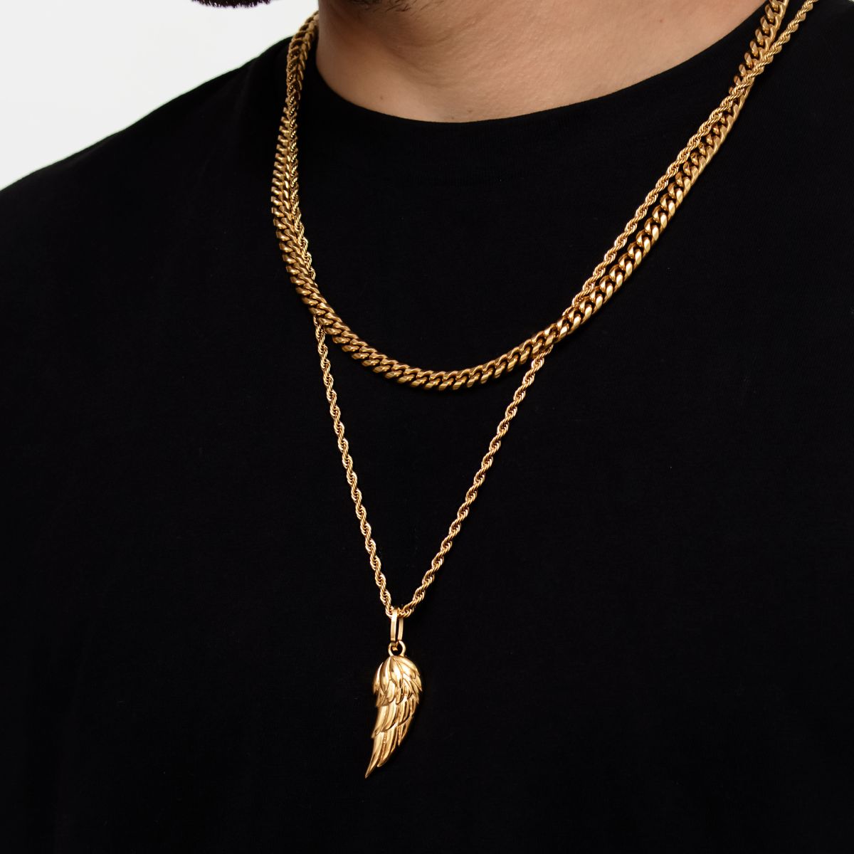 18K Golden Plated Angel Demon Wings Men's Necklace of Stainless Steel Manntara