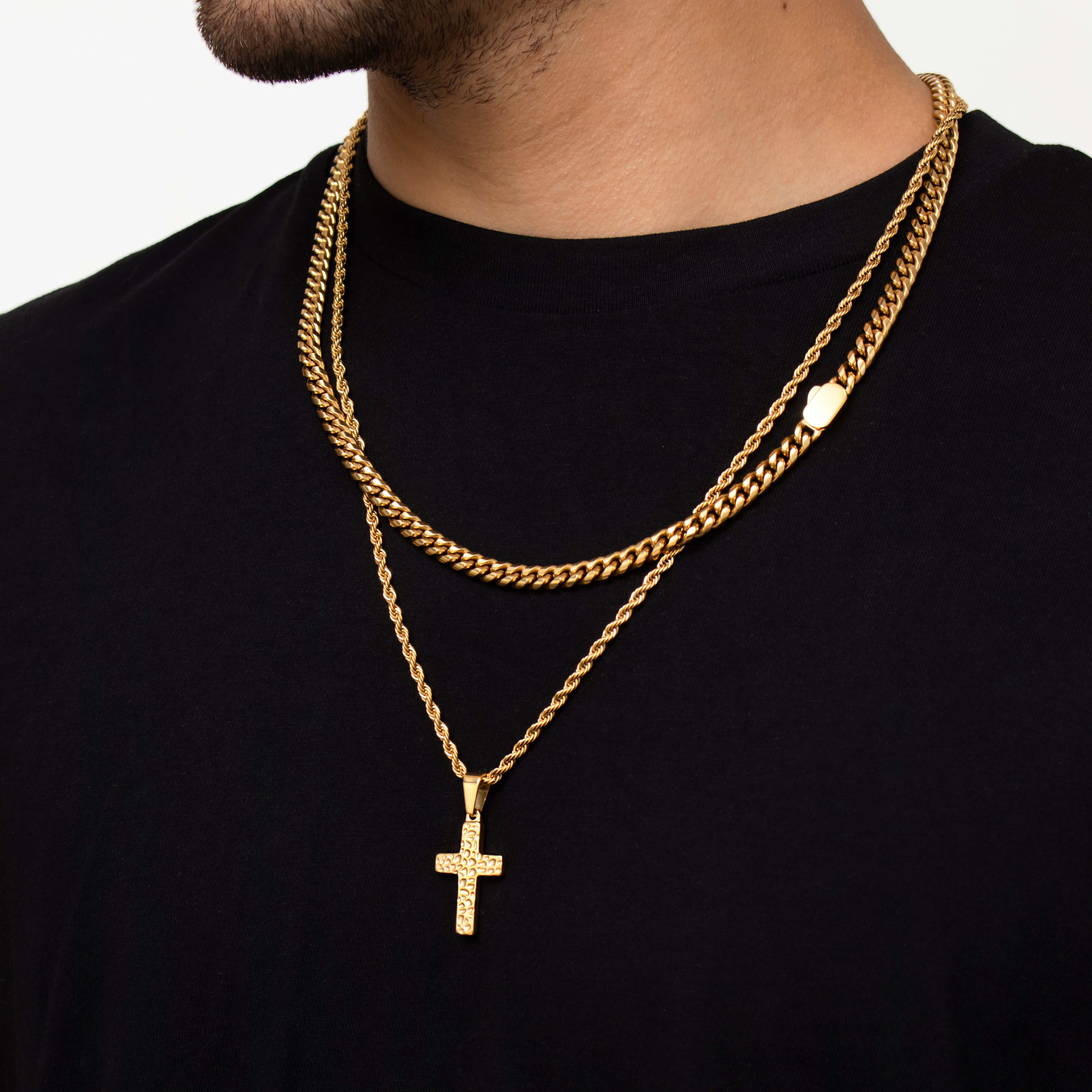 18K Golden Plated Catholic Cross Necklace for Men Manntara