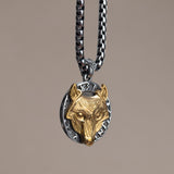 316L Stainless Steel Golden Viking Wolf Locket Necklace For Men Manntara