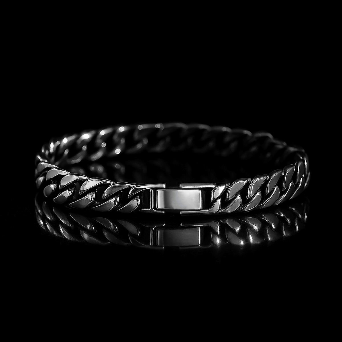 7.5 MM S925 Silver Cuban Link Chain Biker Bracelet for Men Manntara