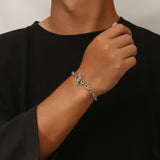 7mm Silver Stainless Steel Chain Bracelet for Men Manntara