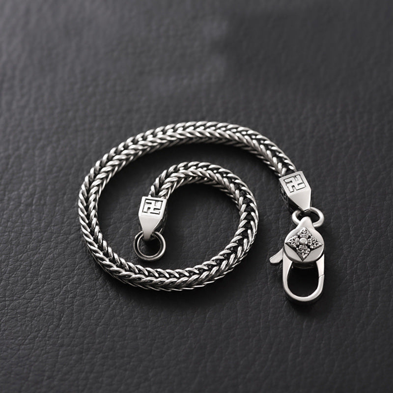 925 Sterling Silver Casual Hip-Hop Chain Bracelet for Men Manntara
