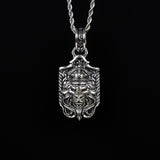 925 Sterling Silver Lion King Head with Crown Necklace Manntara