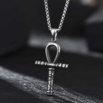 Ankg Egyptian Cross Stainless Steel Necklace for Men Manntara