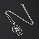 Anubis & Ankh Cross Stainless Steel Silver Necklace for Men Manntara