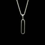 Black Onyx Silver Geometric Rectangular Men's Necklace of Stainless Steel Manntara