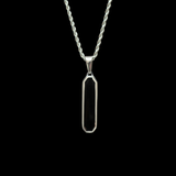 Black Onyx Silver Geometric Rectangular Men's Necklace of Stainless Steel Manntara