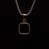 Black Onyx Silver Geometric Square Men's Necklace of Stainless Steel Manntara