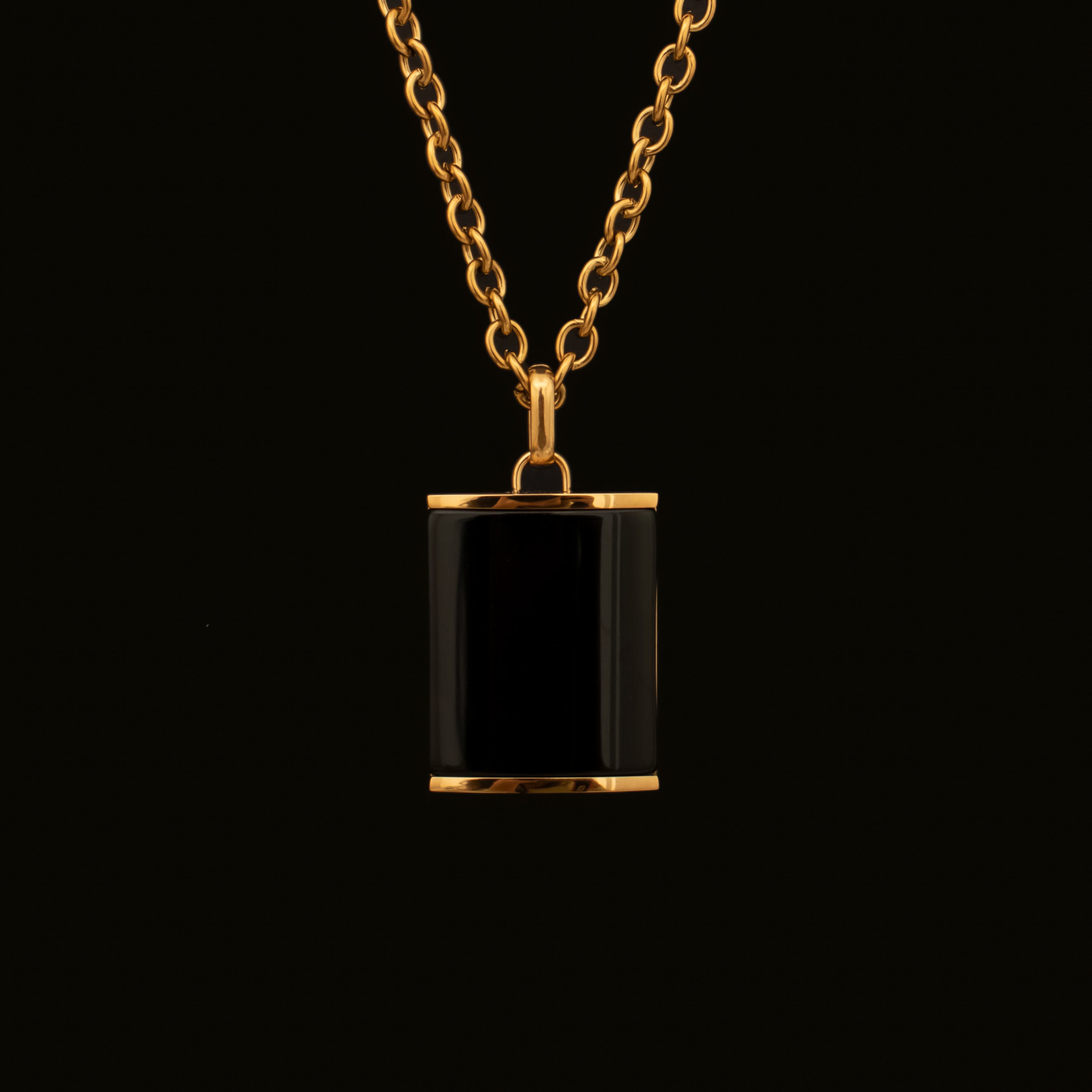 Black Onyx and 18K Golden Plated Minimalist Men's Necklace Manntara