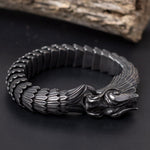 Black Stainless Steel Chunky Dragon Head Bracelet For Men Manntara