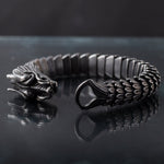 Black Stainless Steel Chunky Dragon Head Bracelet For Men Manntara