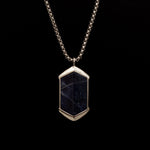 Blue Spectrolite Silver Geometric Hexagonal Men's Necklace Manntara