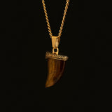 Brown Spectrolite Fang Men's Necklace | 18K Gold Plated Pendant Manntara