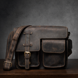 Brown Full-Grain Leather 11-inches Laptop Business Briefcase For Men Manntara