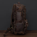 Brown Leather 35L Laptop Business Backpack for Men & Women Manntara
