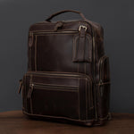 Brown Leather 35L Laptop Business Backpack for Men & Women Manntara