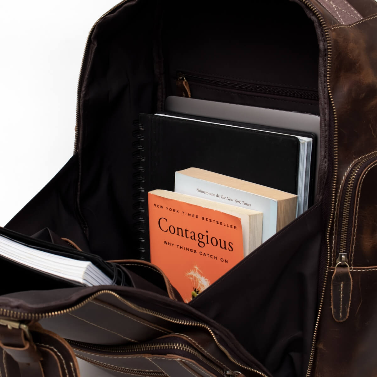 Brown Leather 35L Laptop Business Backpack for Men & Women Manntara
