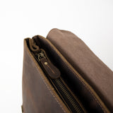 Dark Brown Full-Grain Leather Travel 15-inches Laptop Backpack for Men Manntara