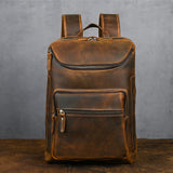 Full-Grain Leather Brown 16-inches Laptop Backpack for Men Manntara