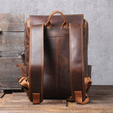 Full-Grain Leather Brown Casual Backpack for Men Manntara