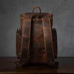 Full-Grain Leather Unisex Vintage 20-inches Laptop Backpack For Travel Manntara