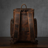 Full-Grain Leather Unisex Vintage 20-inches Laptop Backpack For Travel Manntara