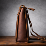 Full-Grain Brown Leather Anti-Theft Retro Backpack for Men and Women Manntara