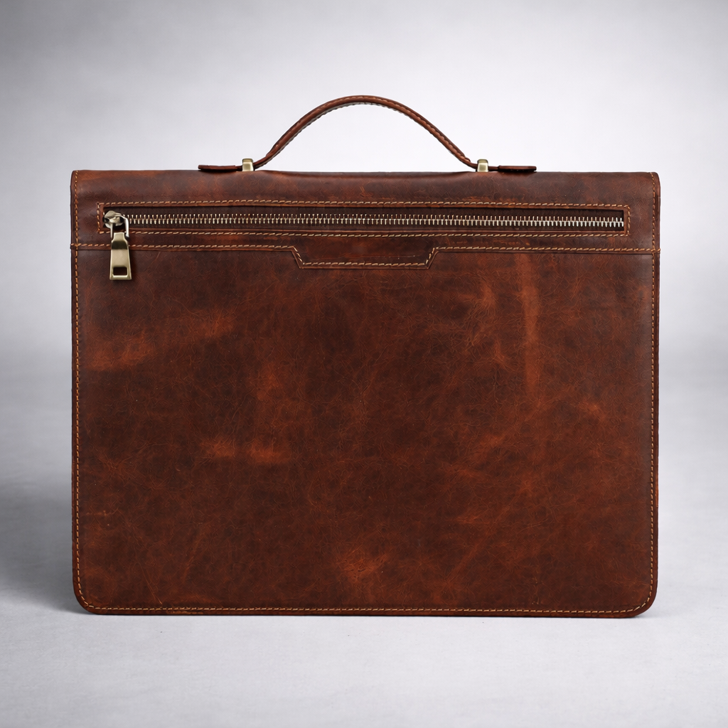 Full-Grain Brown Leather iPad Productivity Case Manntara