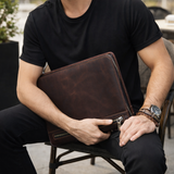 Full-Grain Brown Leather iPad Productivity Case Manntara