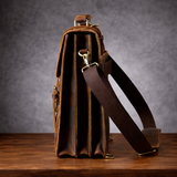 Full-Grain Leather Cowhide Brown Retro Backpack for Men Manntara